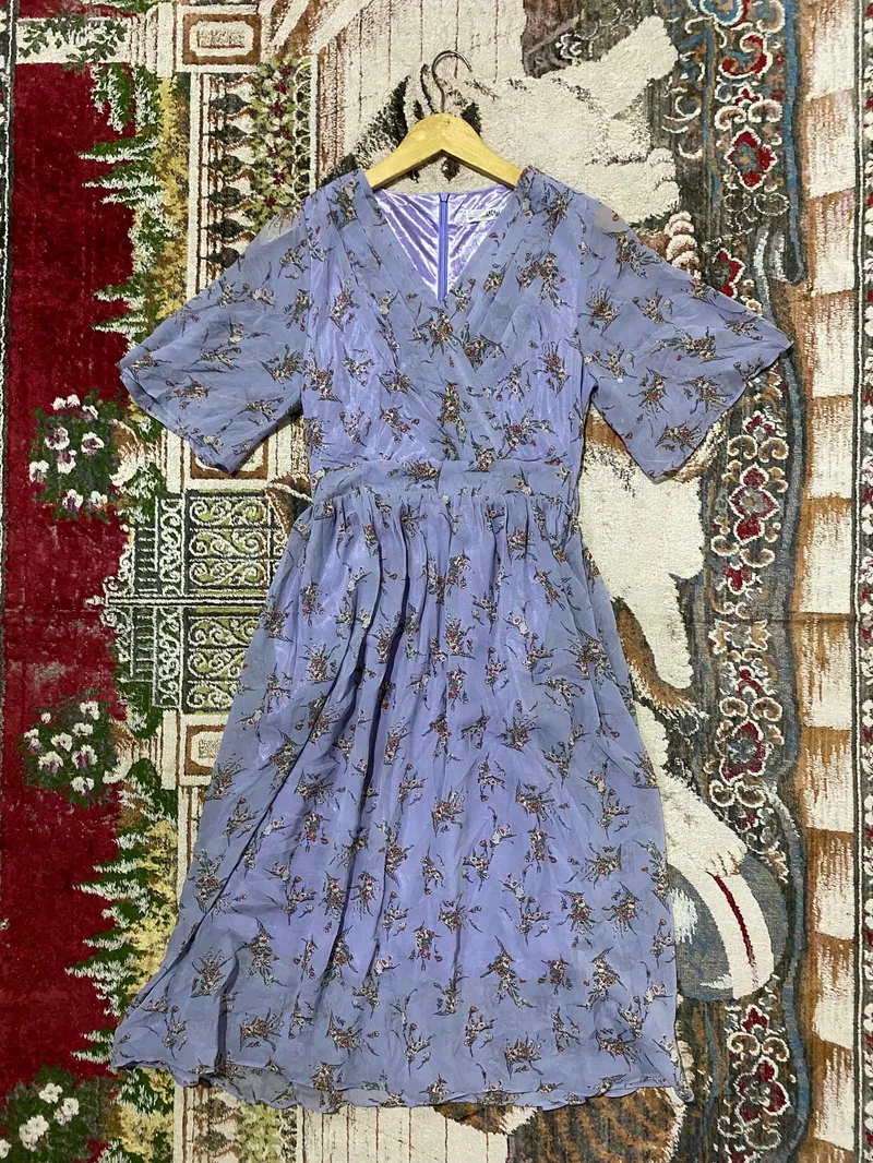 Minimalist Summer dress Wanita purple blue photo 1