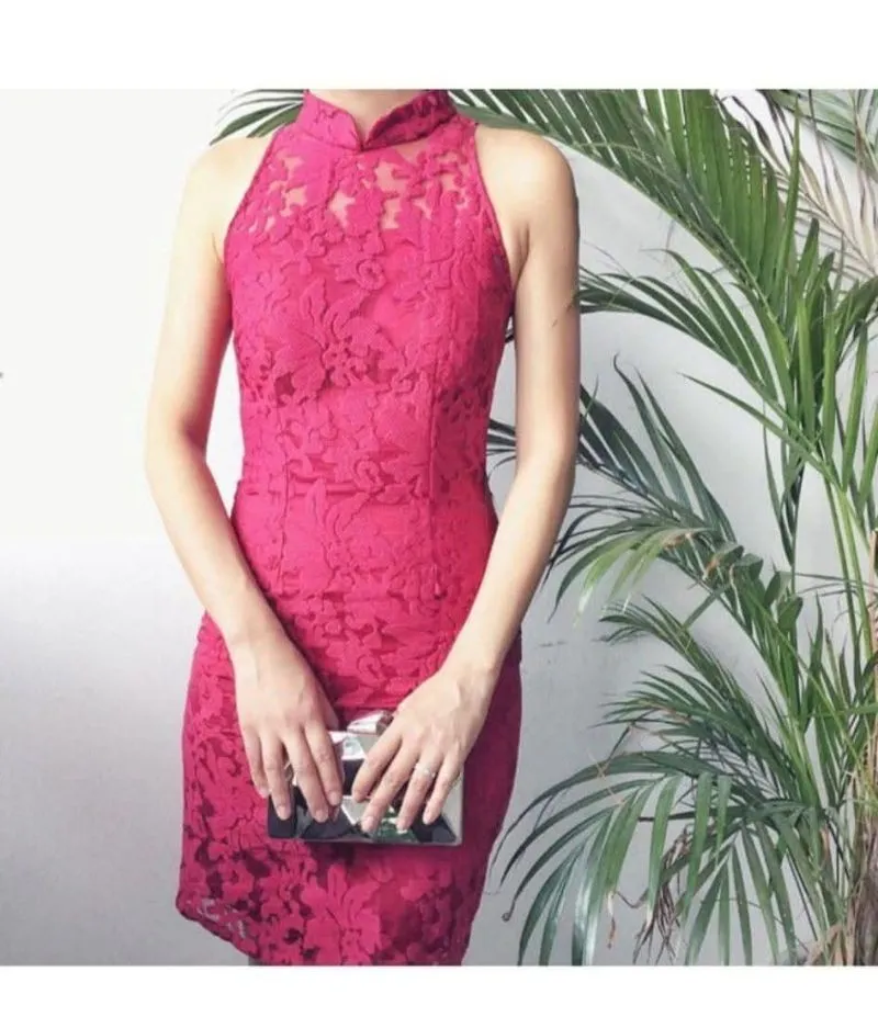 Luxury Minimalist Bodycon dress Wanita red photo 1