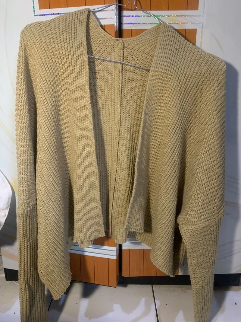 Streetwear Casual Cardigan Wanita tan photo 1