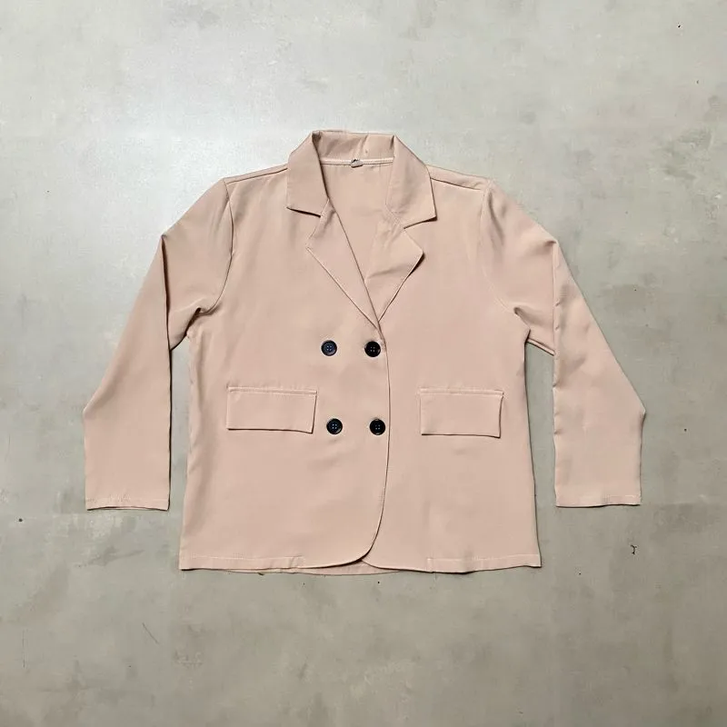 Minimalist Blazer Wanita pink cream photo 1