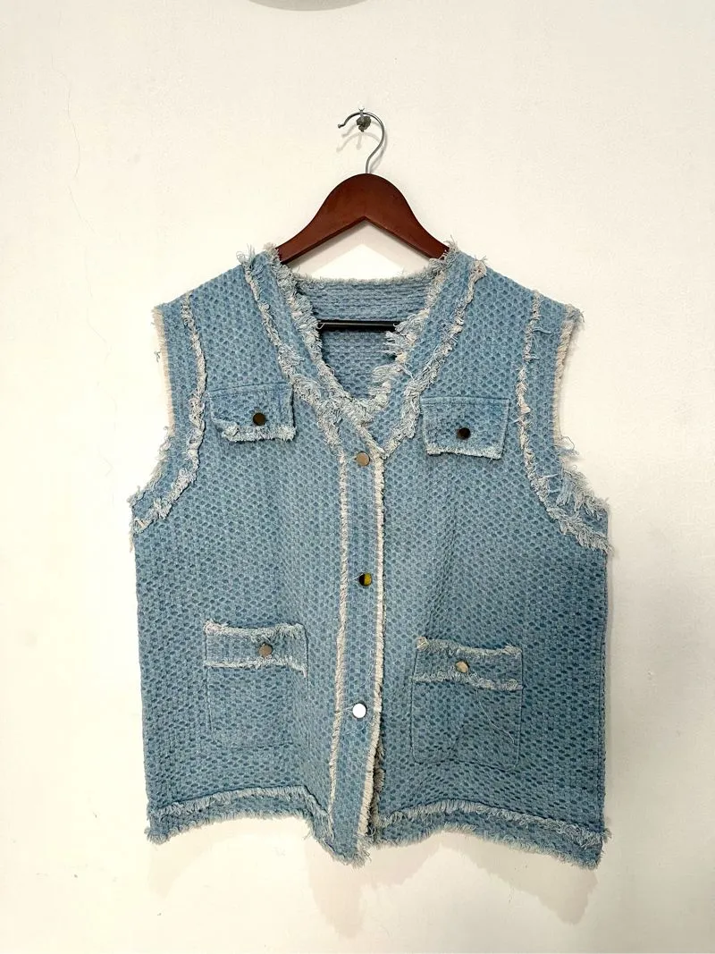 Casual Denim jacket Wanita white blue photo 1