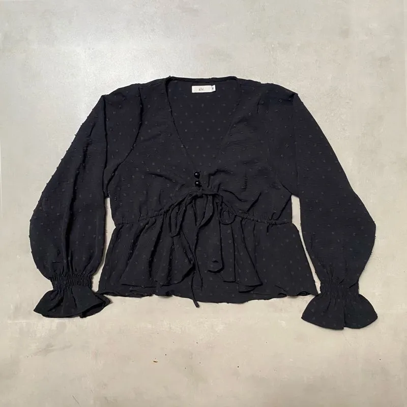 Vintage Coquette Blouse Wanita black photo 1