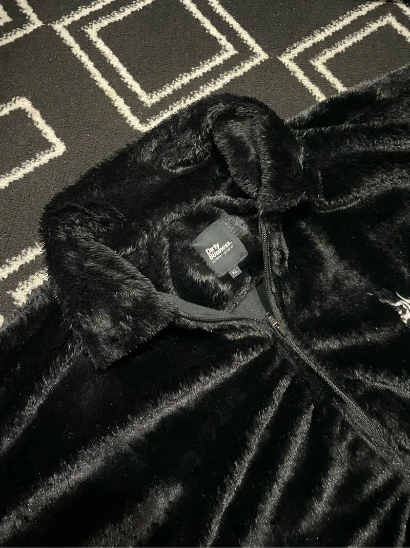 Y2K Fur coat Pria white black photo 1