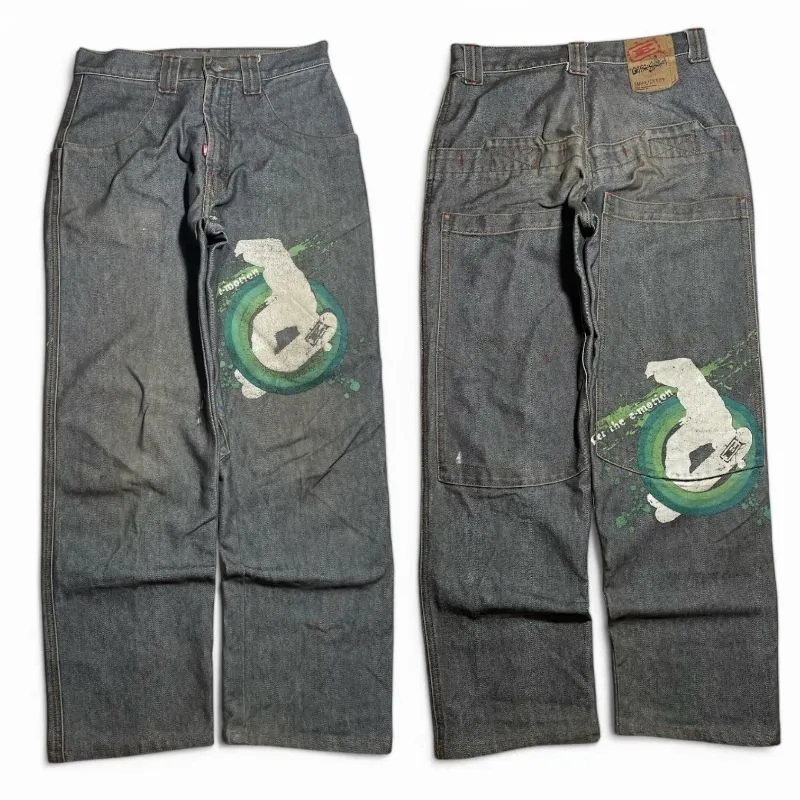 Emba Streetwear Y2K Jeans Pria green gray photo 1