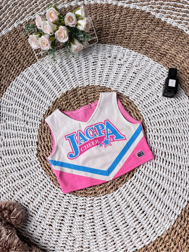 Casual Crop top Wanita white pink photo 1