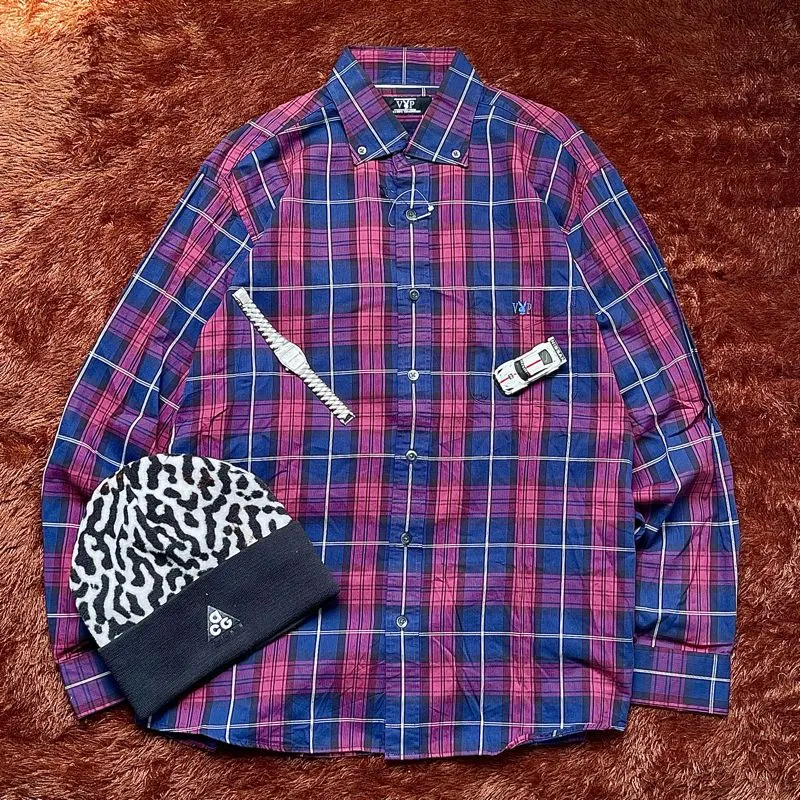 Playboy Grunge Indie Formal shirt Pria navy red photo 1