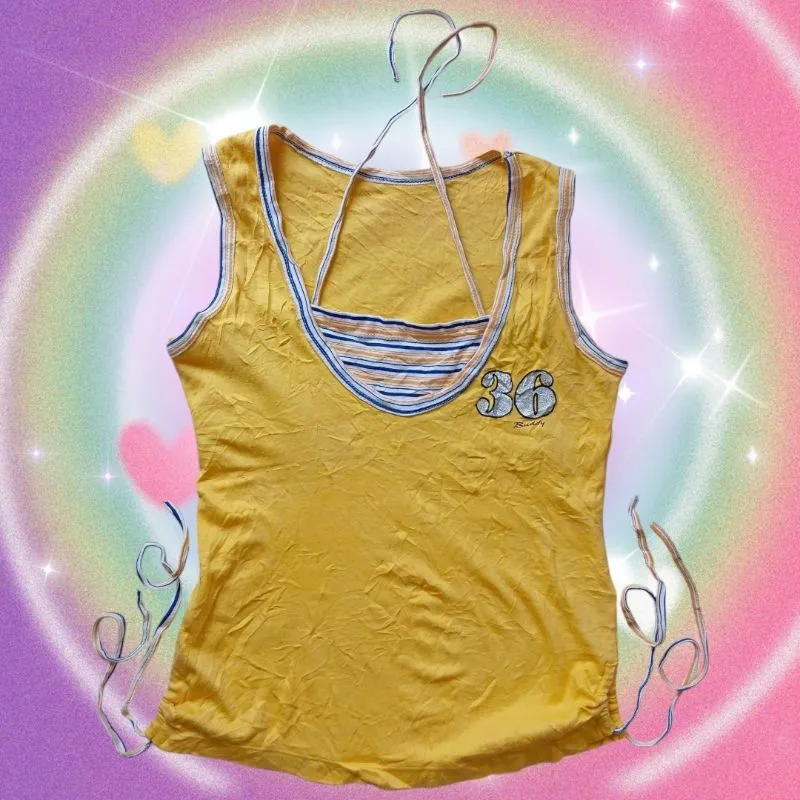 Streetwear Sportswear Cami top Wanita multicolor yellow photo 1