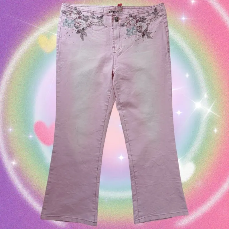Streetwear Y2K Flare pants Wanita burgundy pink photo 1
