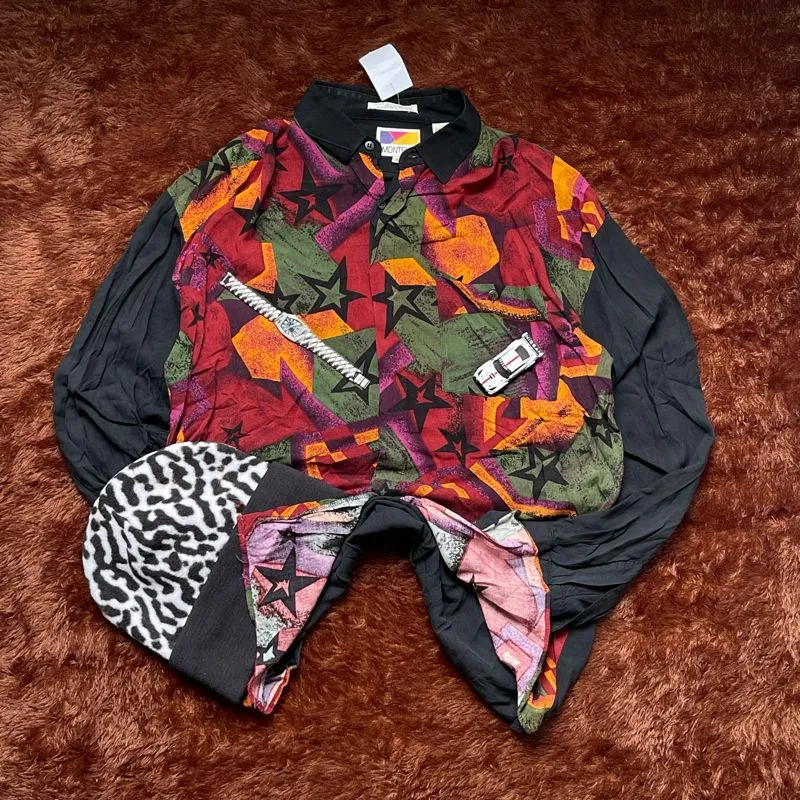 Grunge Indie Casual shirt Pria multicolor black photo 1
