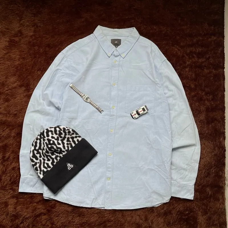 H&M Grunge Indie Formal shirt Pria blue photo 1