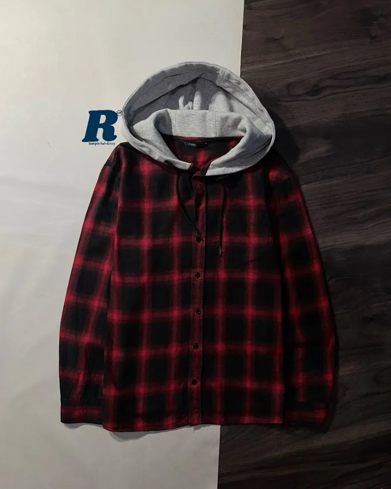Japanese brand Streetwear Sportswear Casual shirt Pria red black photo 1