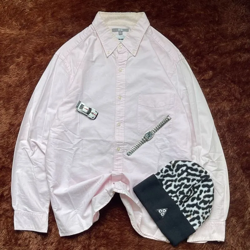 Uniqlo Grunge Indie Casual shirt Pria white photo 1