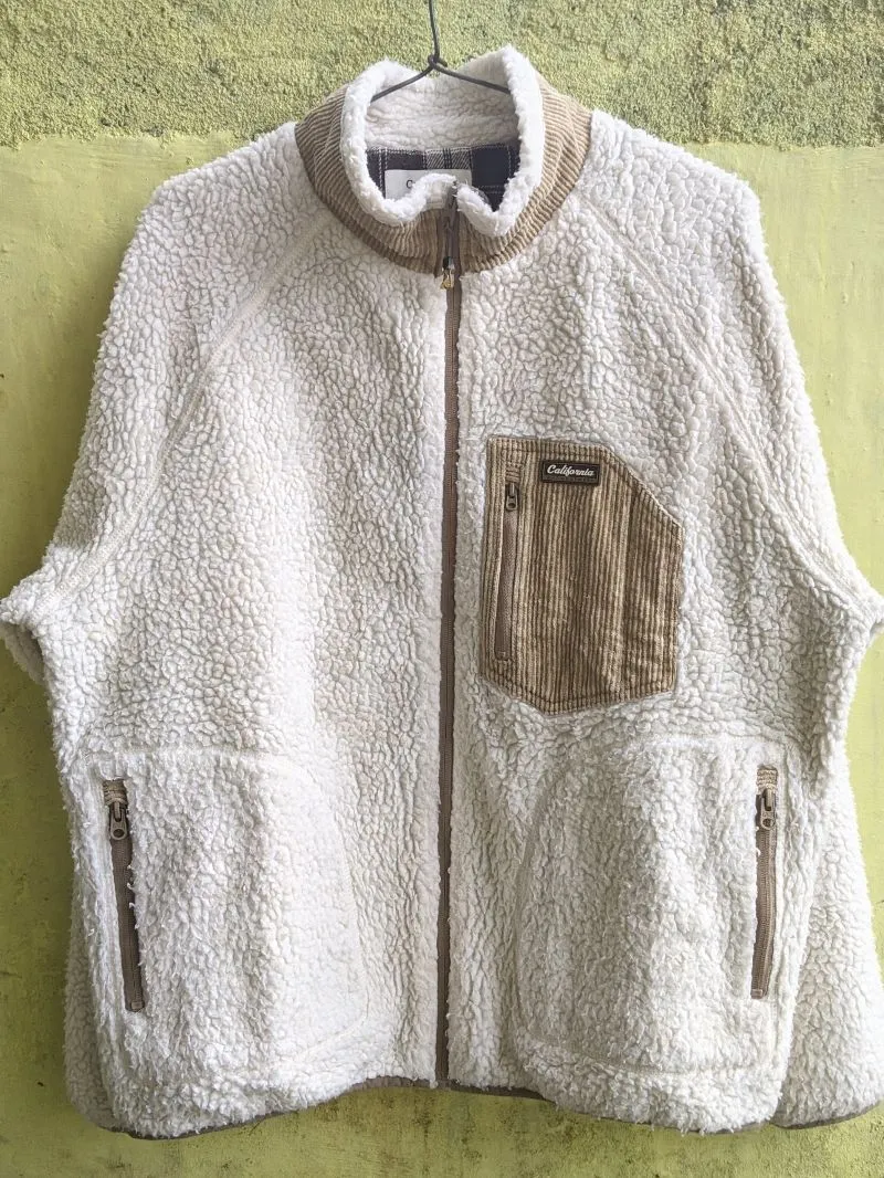 WHO AU Vintage Casual Fleece Pria tan photo 1