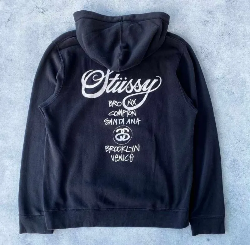 Stussy Streetwear Casual Hoody Pria white black photo 1