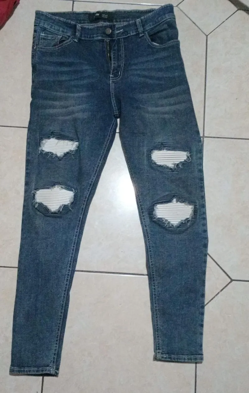 Streetwear Jeans Pria white blue photo 1