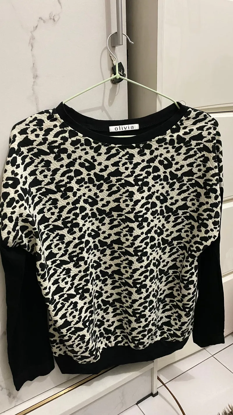 Casual Muslim Sweatshirt Wanita white black photo 1
