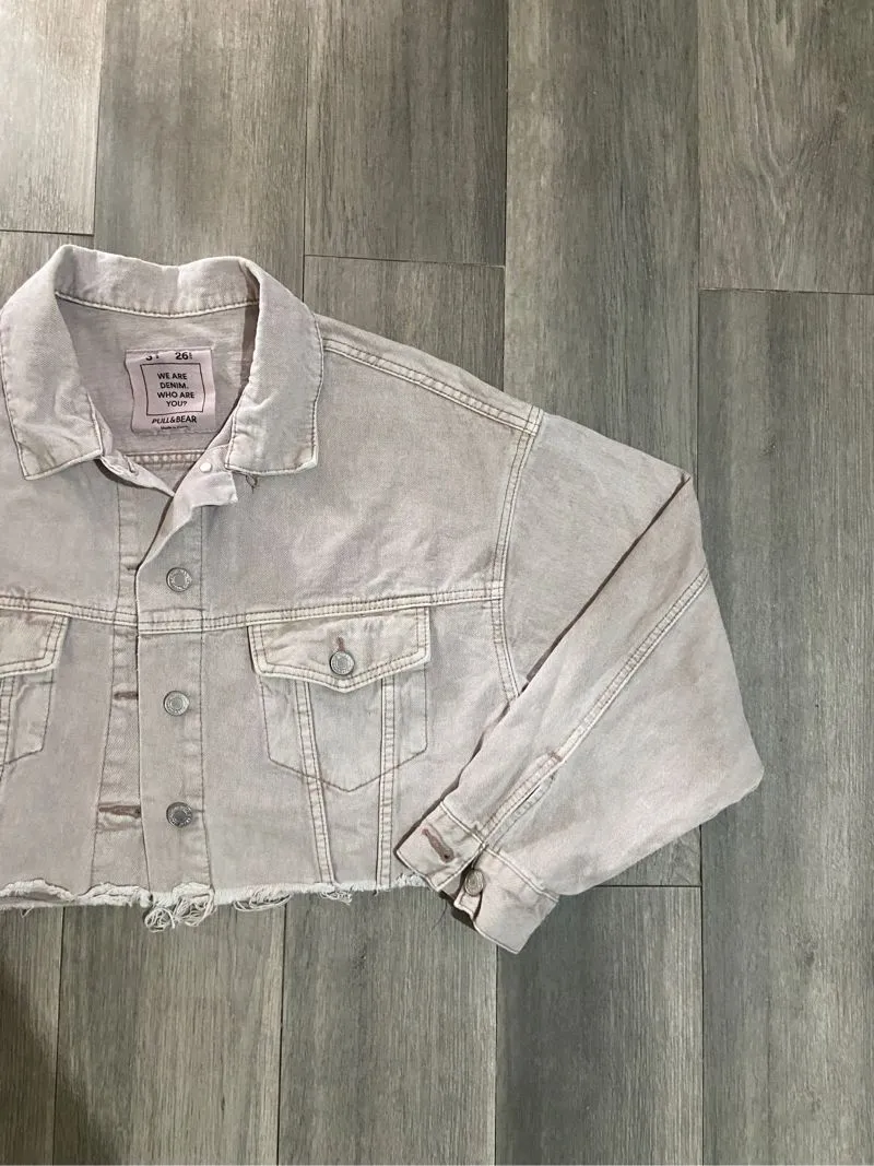 Pull & Bear Minimalist Casual Denim jacket Wanita pink photo 1