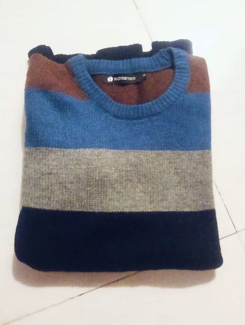 Hangten Casual Sweater Pria burgundy navy photo 1