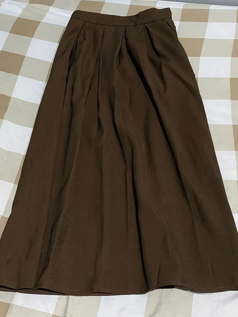 Vintage Casual Maxi skirt Wanita brown photo 1
