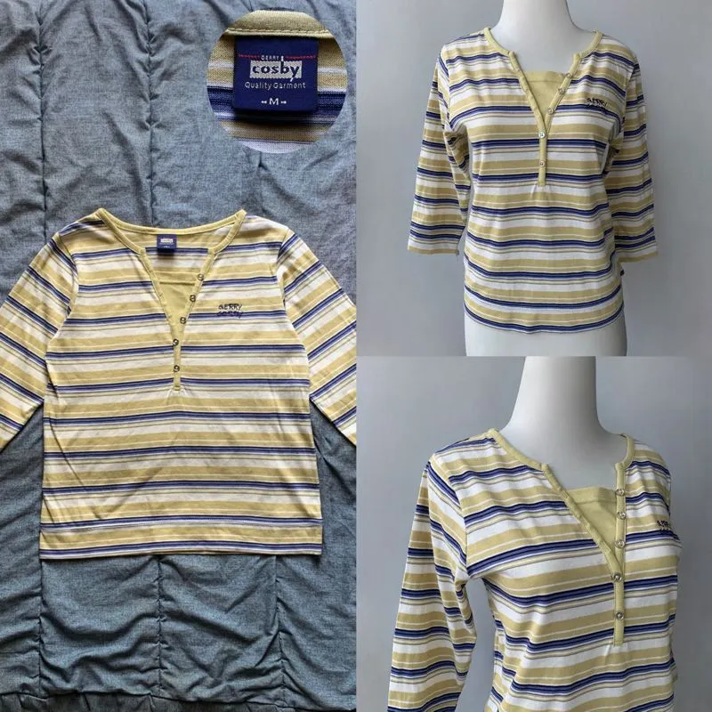 Japanese brand Vintage Indie Blouse Wanita navy khaki photo 1
