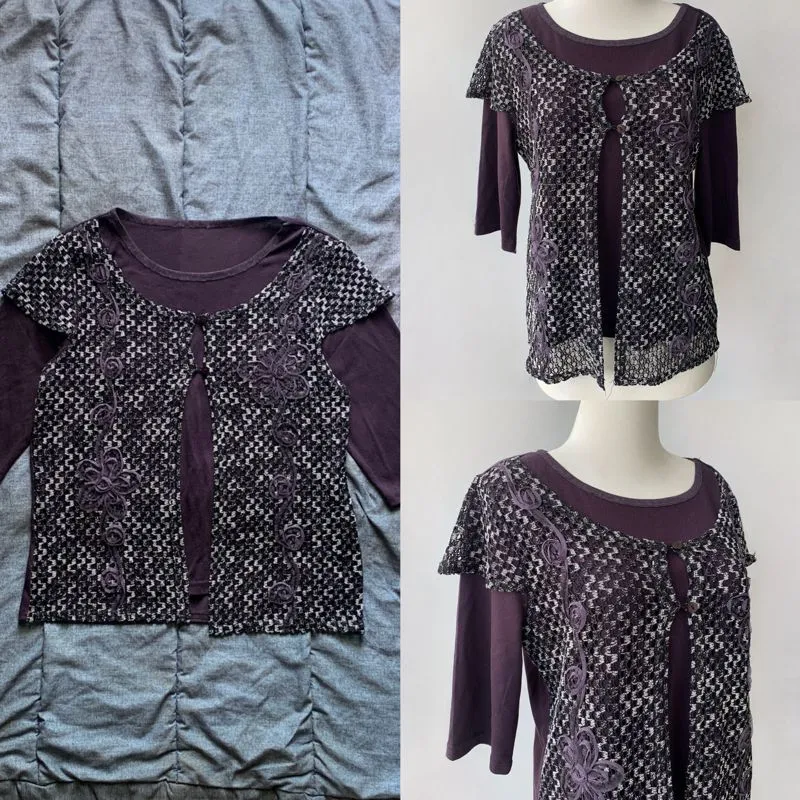 Japanese brand Y2K Fairy Blouse Wanita purple white photo 1