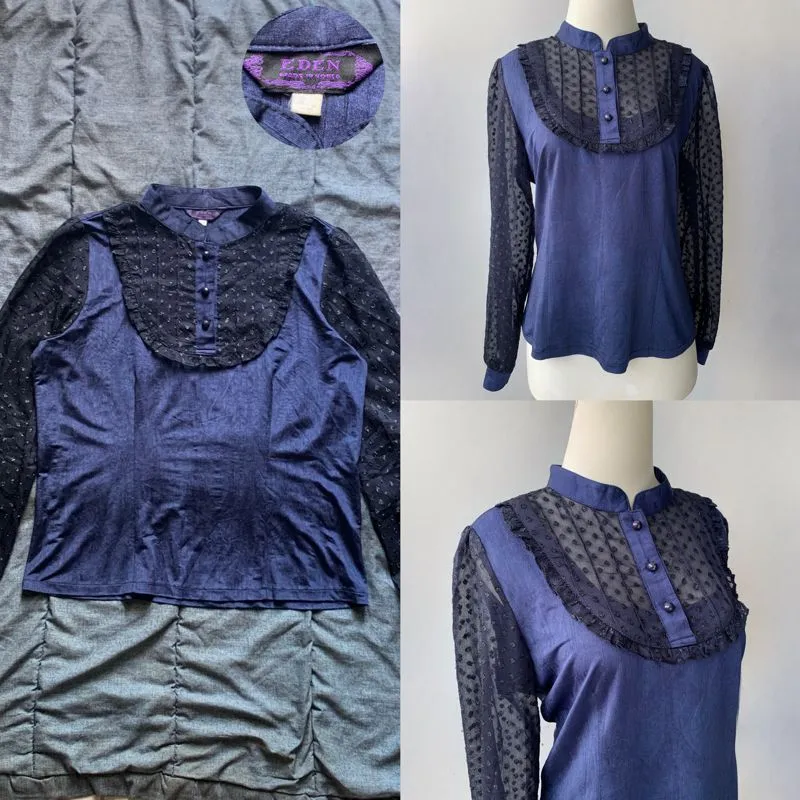 Japanese brand Grunge Goth Shirt Wanita navy photo 1