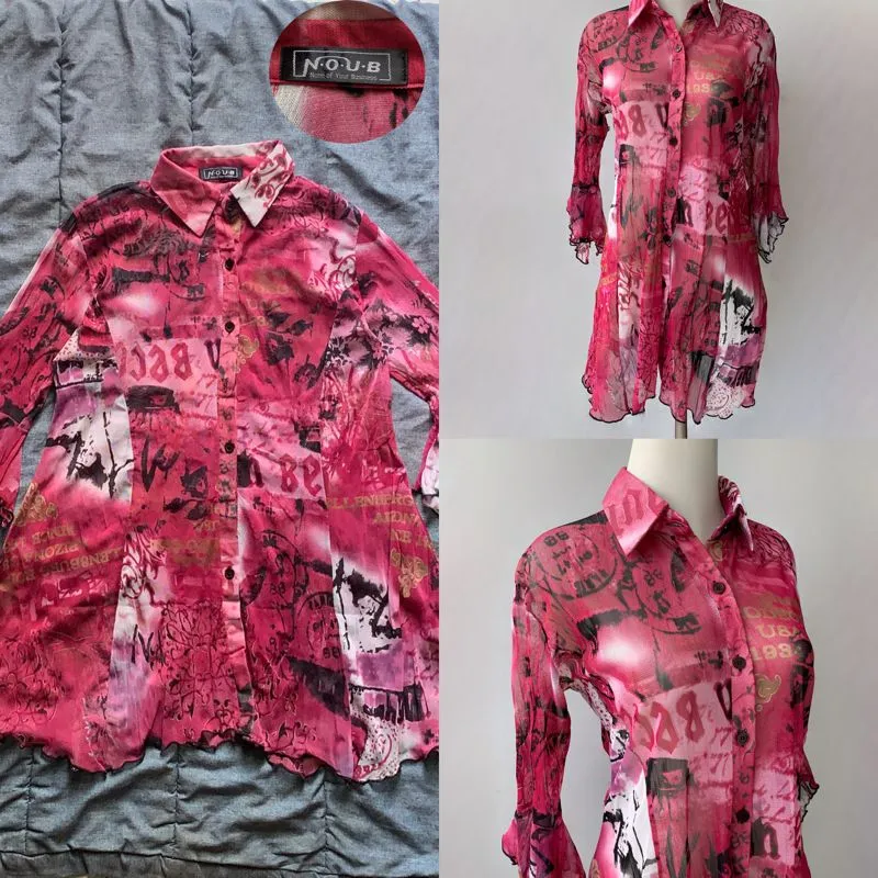 Japanese brand Y2K Grunge Blouse Wanita pink photo 1