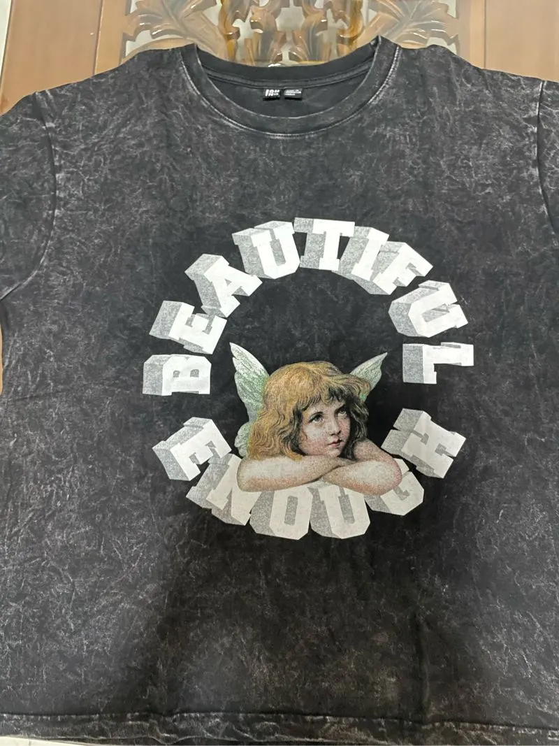 GOODENOUGH Vintage Casual T-shirt Wanita black photo 1