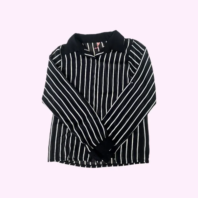 Casual Blouse Wanita white black photo 1