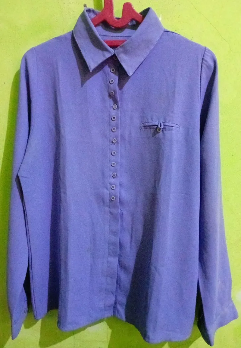 Vintage Shirt dress Wanita blue photo 1