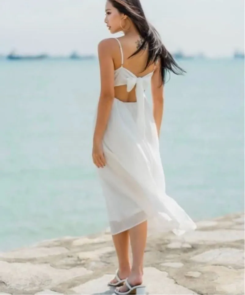 Coquette Casual Summer dress Wanita white photo 1