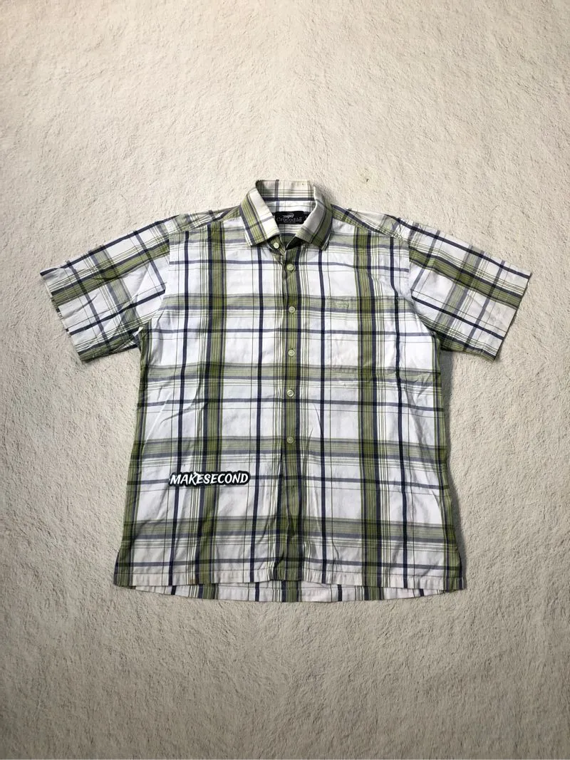Crocodile Luxury Minimalist Formal shirt Pria white green photo 1