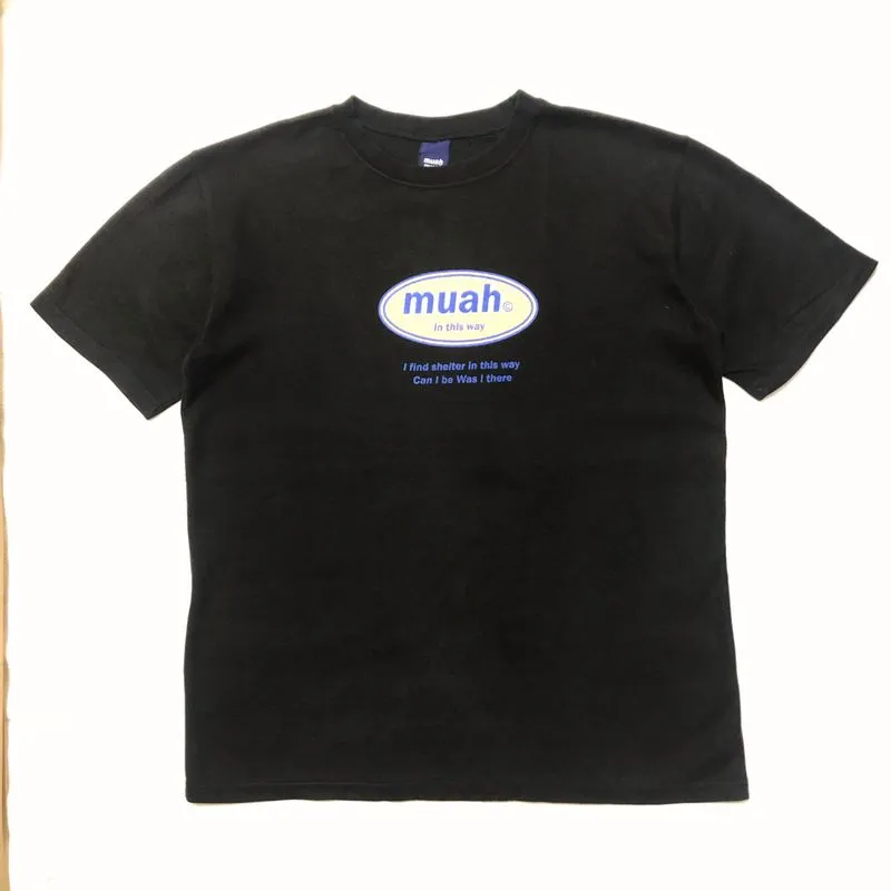 Muah Muah Vintage Streetwear T-shirt Pria black yellow photo 1