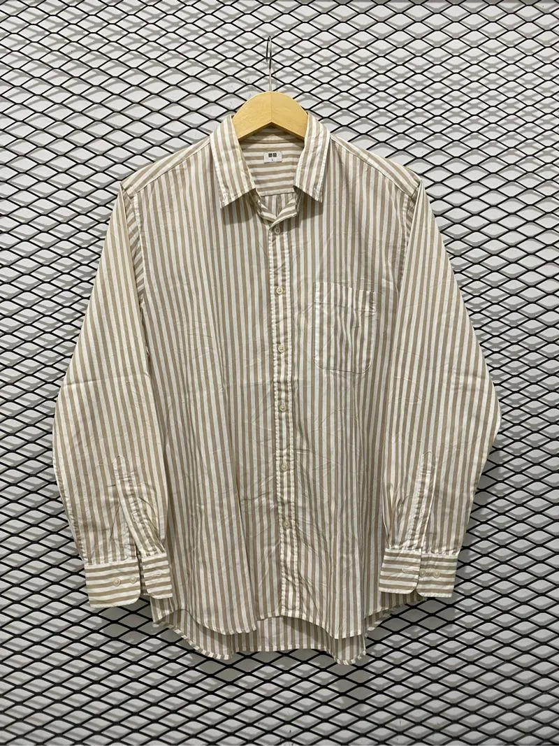 Uniqlo Y2K Casual Casual shirt Pria white tan photo 1