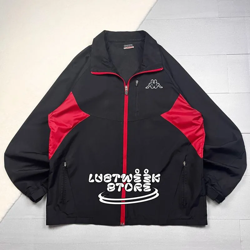 Kappa Vintage Sportswear Windbreaker Pria red black Preloved