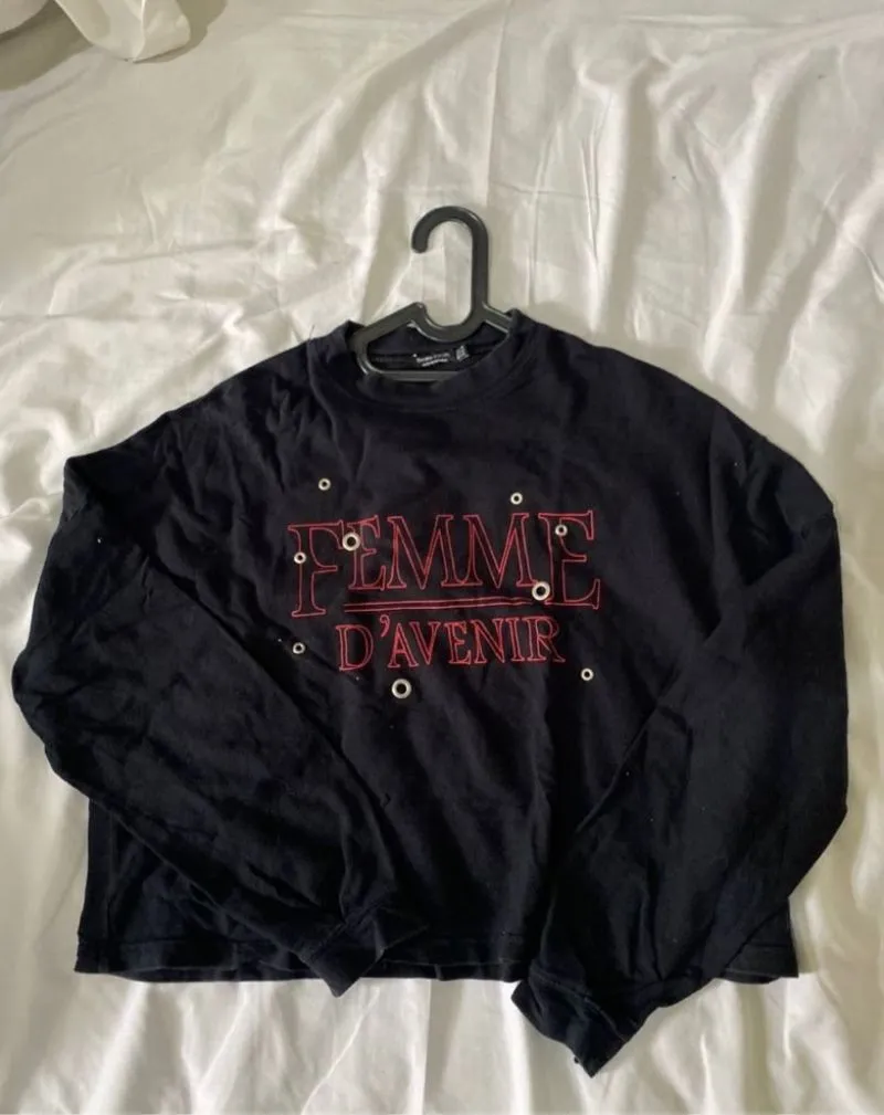 Bershka Streetwear Indie Sweater Wanita black photo 1