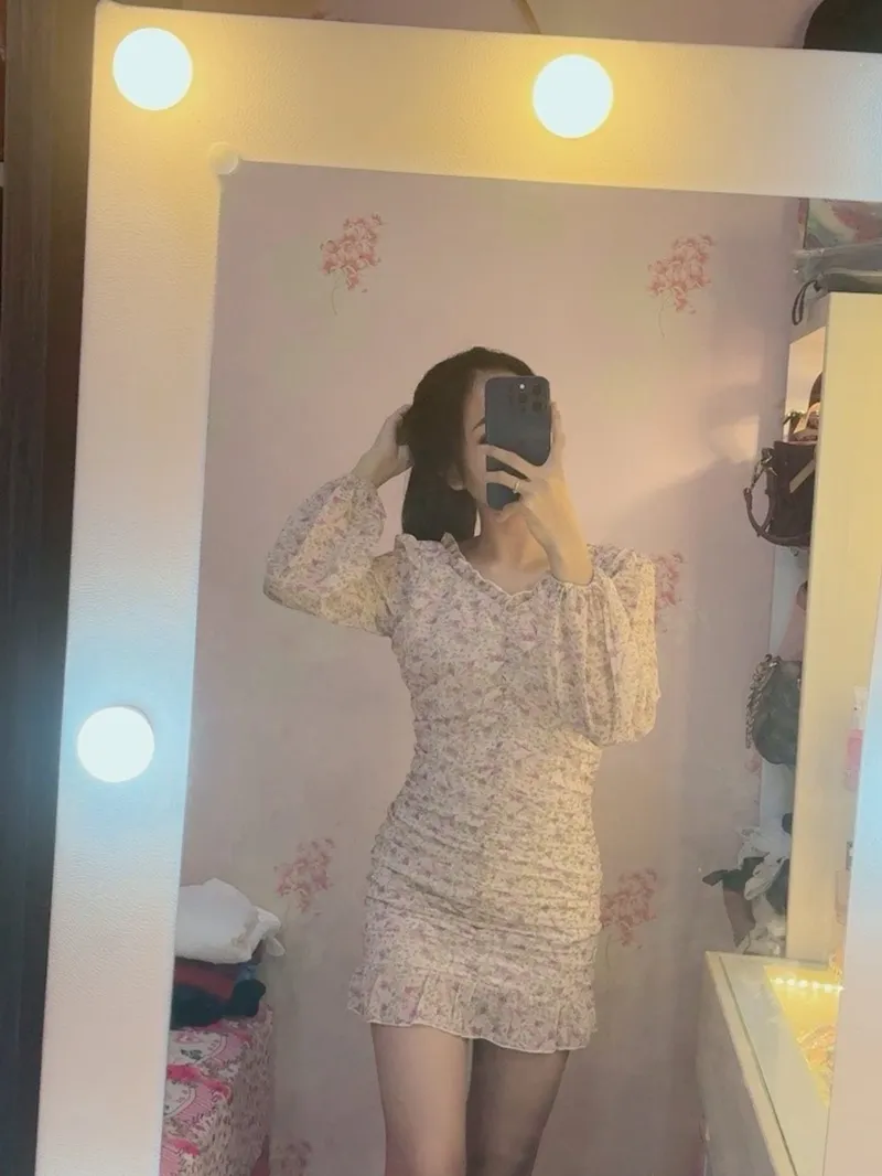 Casual Midi dress Wanita tan photo 1