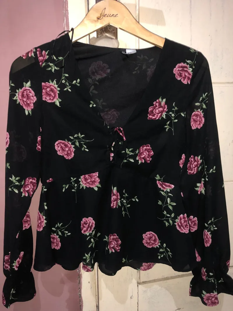H&M Vintage Blouse Wanita pink black photo 1