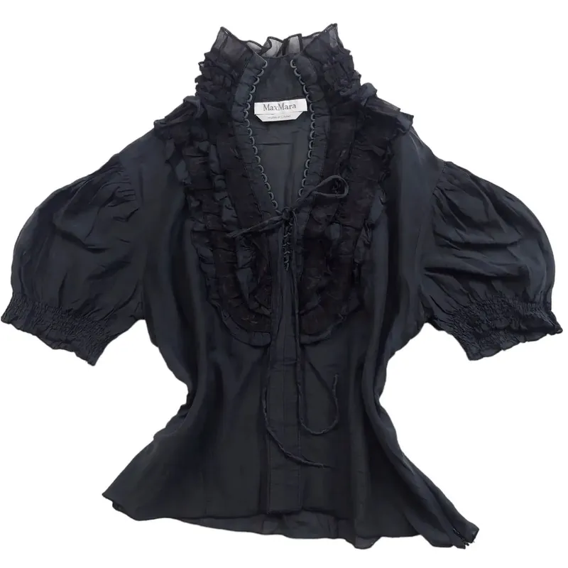 Max Mara victorian gothic black ruffle photo 1
