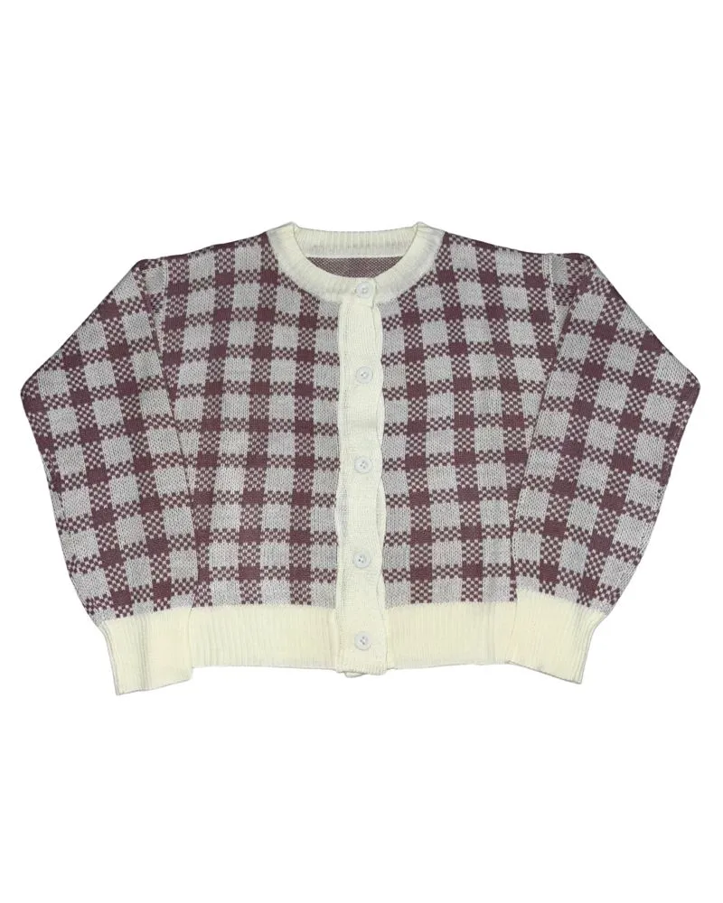 Casual Cardigan Wanita burgundy red photo 1