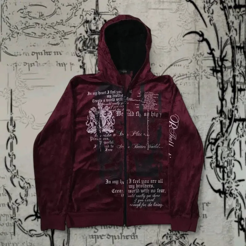 Grunge Goth Sweater Pria burgundy red photo 1