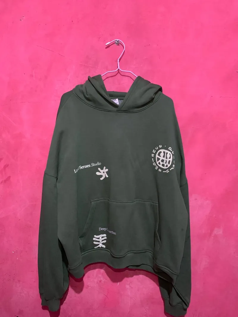 ZARA Streetwear Y2K Windbreaker Pria white green photo 1
