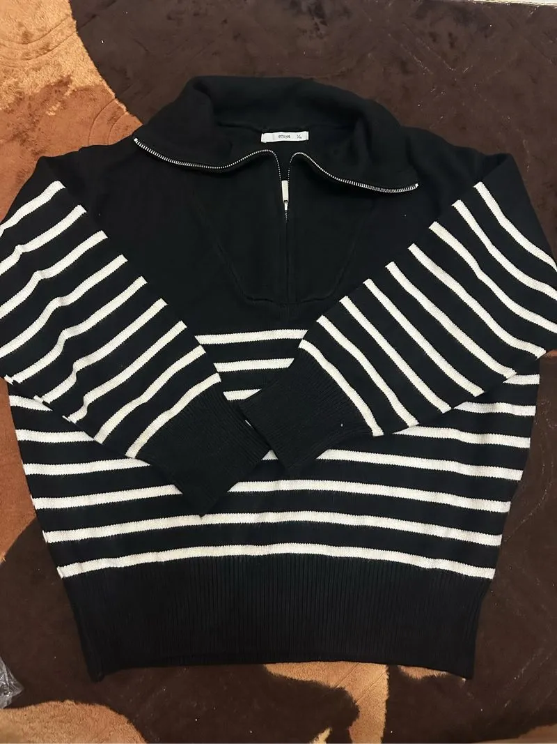 Ecinos Casual Sweatshirt Wanita white black photo 1