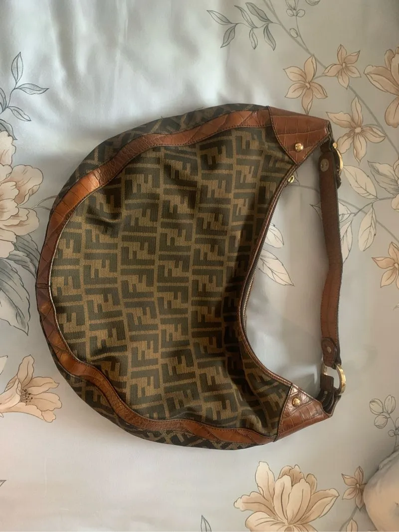 Fendi Vintage Minimalist Shoulder bag Wanita tan brown photo 1