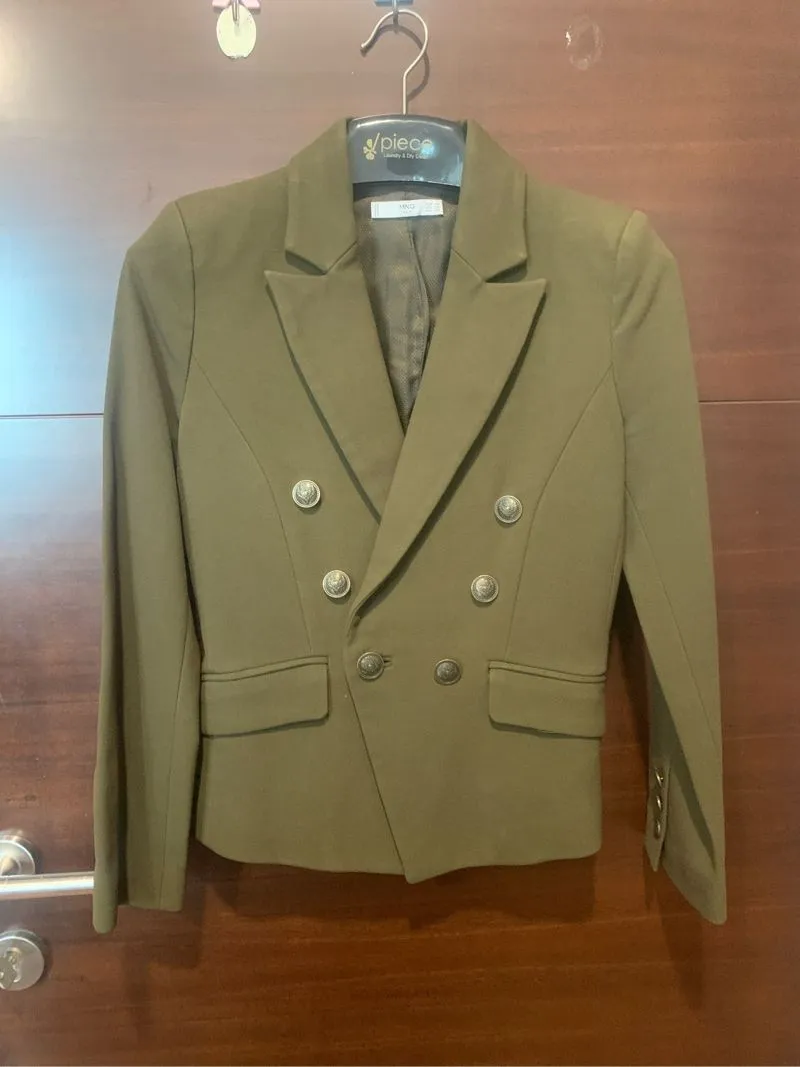 Mango Vintage Reworked Blazer Wanita green photo 1