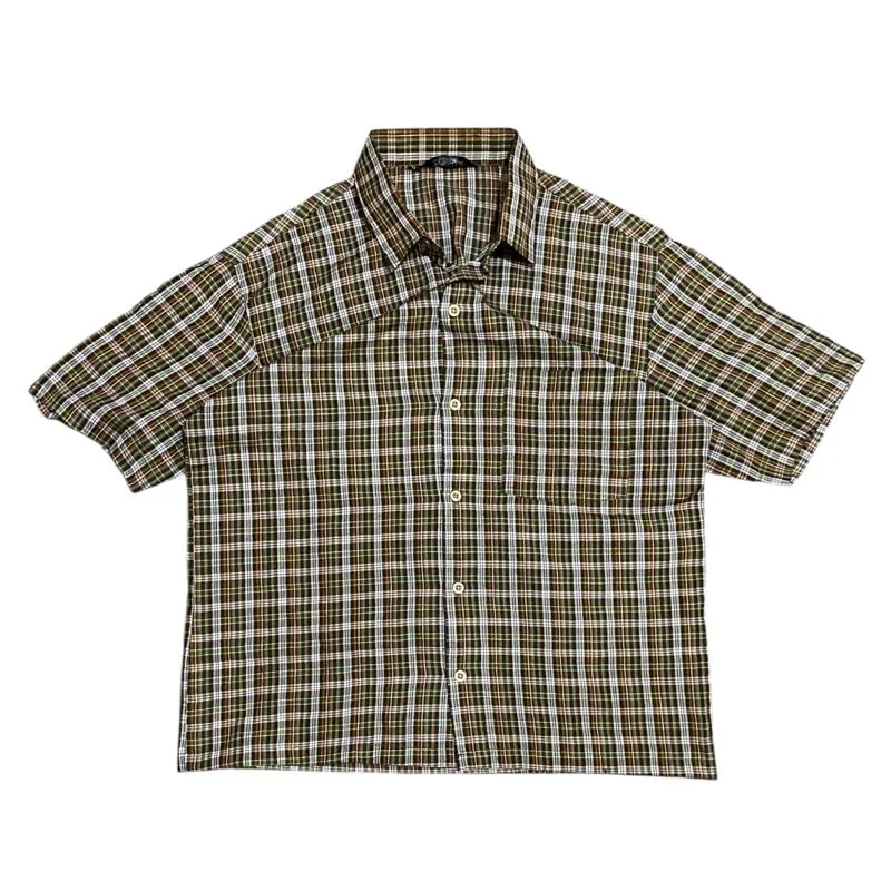 Uniqlo Y2K Skater Formal shirt Pria green tan photo 1
