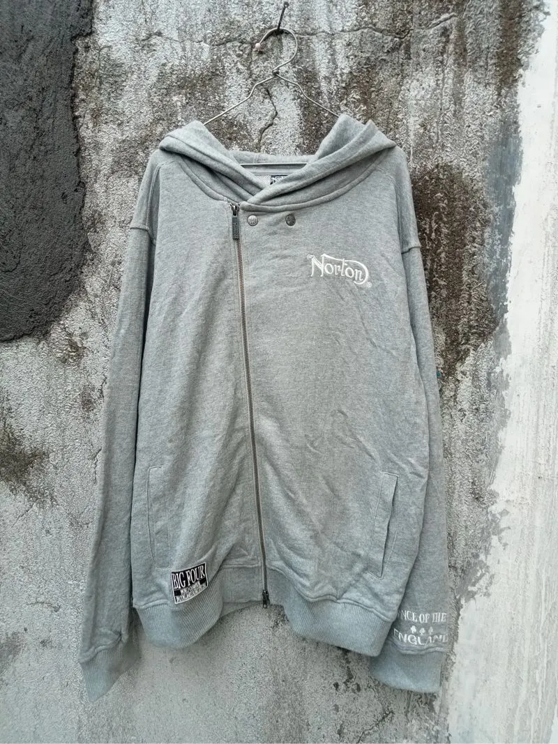 Norton Motorcycles Streetwear Biker Hoody Pria gray photo 1