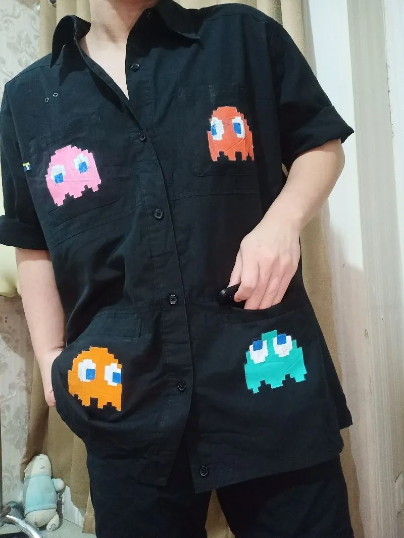 Japanese brand Y2K Reworked Casual shirt Pria multicolor black photo 1