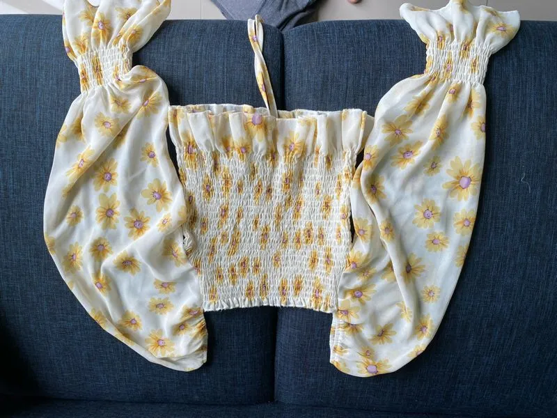 Fairy Casual Crop top Wanita cream yellow photo 1
