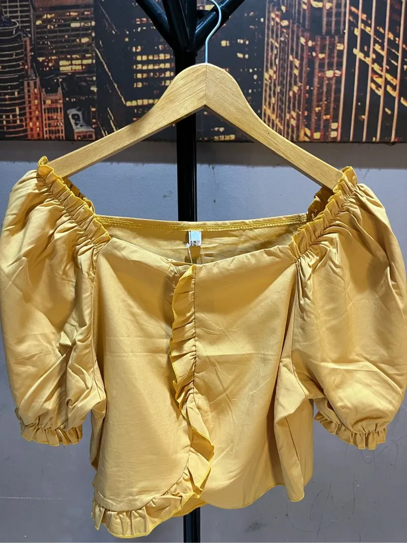 Vintage Blouse Wanita yellow photo 1